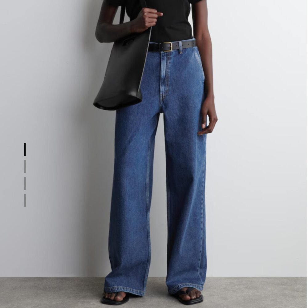 COS NEW NWT WIDE LEG DENIM JEANS HIGH WAISTED PANTS COTTON TROUSER US4 SMALL
